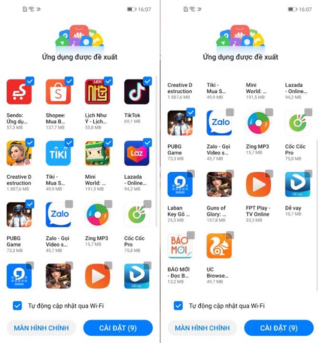 Một số ứng dụng khả dụng trên AppGallery