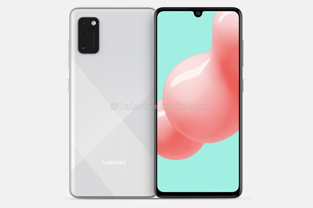 Mặt sau của Galaxy A41 đi kèm với cụm camera hình chữ nhật khá lớn giống Galaxy S20