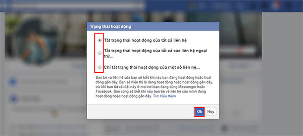 Tắt trạng thái hoạt động của tất cả người liên hệ trên Facebook máy tính