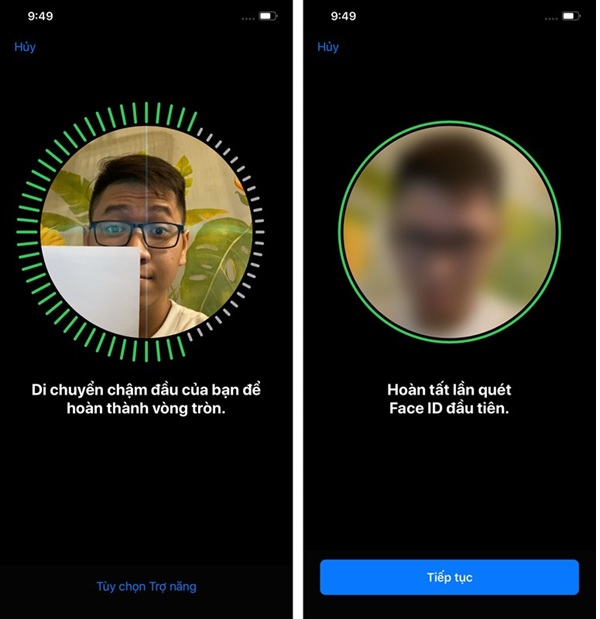 Quét Face ID lần đầu tiên