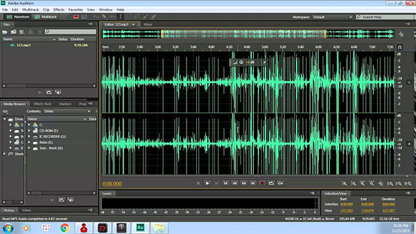 Nghe và tìm những đoạn có chứa tạp âm trên file
