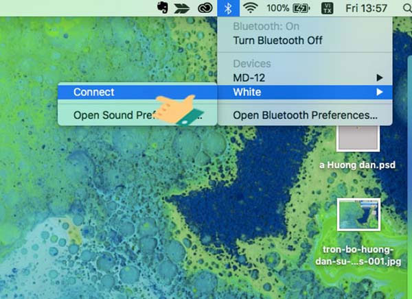 Chờ máy nhận thiết bị, sau đó chọn tên AirPods > Connect