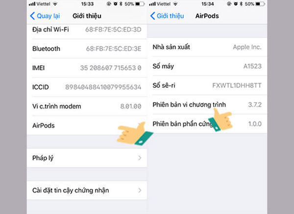 Cập nhật phần mềm cho AirPods