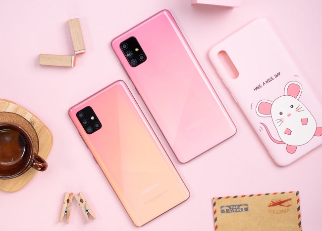 Cận cảnh Galaxy A51 và Galaxy A71 màu Hồng Crush Trendy đẹp ngây ngất lòng người
