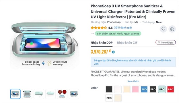 Sử dụng thiết bị đèn UV chuyên dụng để vệ sinh smartphone