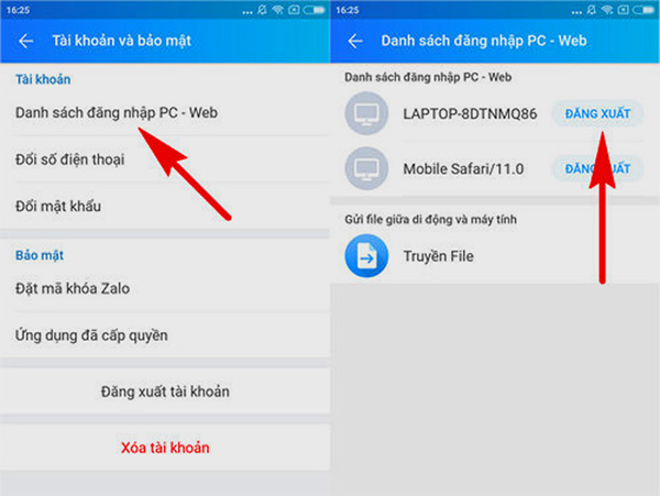 Đăng xuất tài khoản Zalo để tiến hành khôi phục tin nhắn