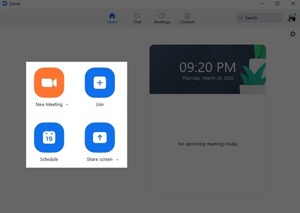 Giao diện ứng dụng Zoom với 4 tính năng chính