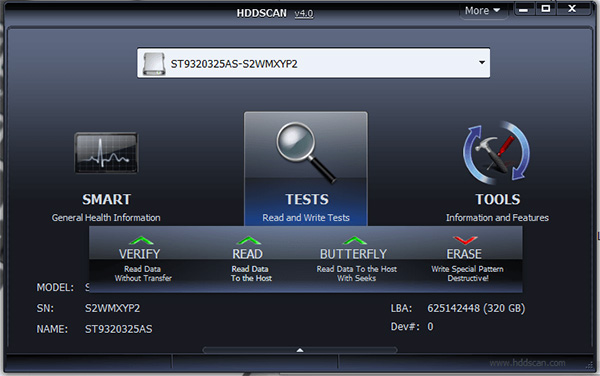 Giao diện HDDScan được thiết kế tiện dụng và không yêu cầu cài đặt