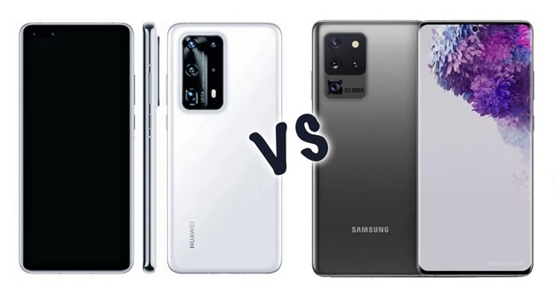 Huawei P40 Pro+ bên trái và Galaxy S20 Ultra bên phải
