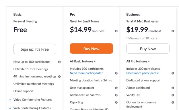 Giá ứng dụng Zoom