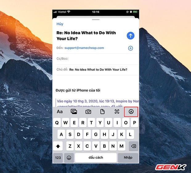 Nhấn chọn biểu tượng cây bút