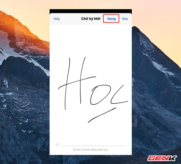 Nhấn Xong để hoàn tất quá trình