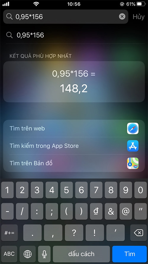 Sử dụng khung search để làm máy tính cơ bản.
