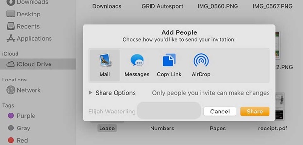 Tính năng này giúp người dùng có thể chia sẻ thư mục trong ổ iCloud trực tiếp từ Finder