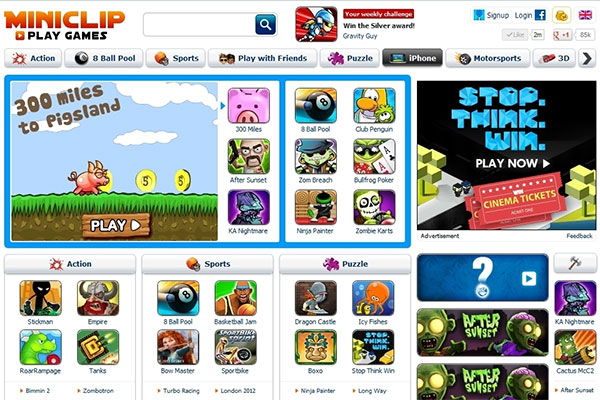 Miniclip sở hữu nhiều trực tuyến miễn phí thuộc đa dạng thể loại