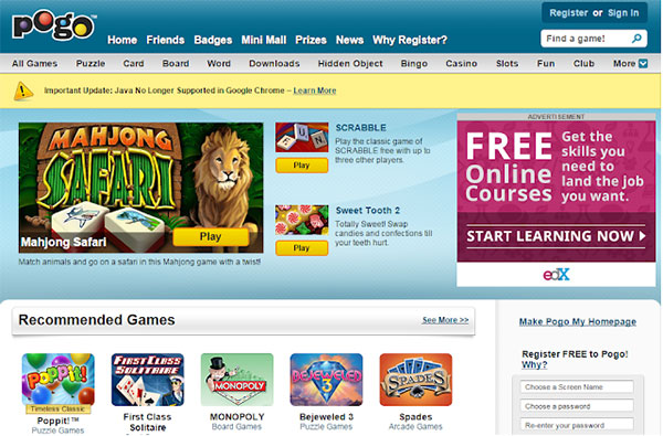 Web game Pogo đem đến những giờ phút giải trí hấp dẫn với nhiều lựa chọn