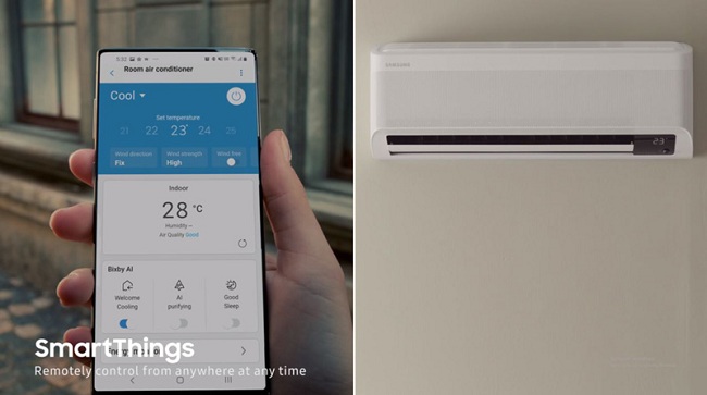 Smartphone xuất hiện trong video quảng cáo máy lạnh Samsung Wind-Free liệu có phải Galaxy Note 20?