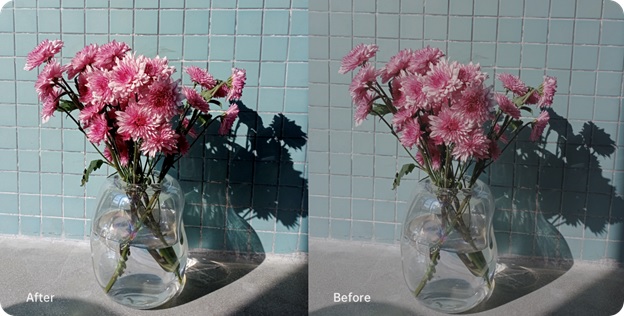 So sánh ảnh trước và sau khi sử dụng chế độ rực rỡ