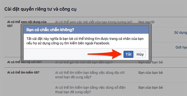 Chọn Tắt nếu đồng ý để xác nhận hoàn tất thao tác