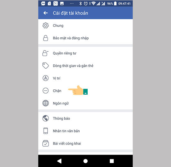 Chặn Facebook từ trang cá nhân trên điện thoại
