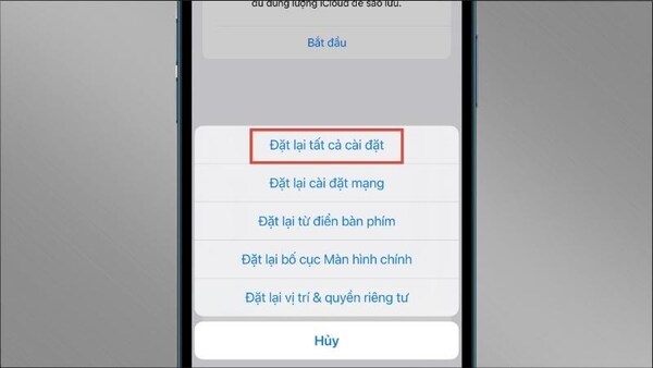 cách reset lại iphone