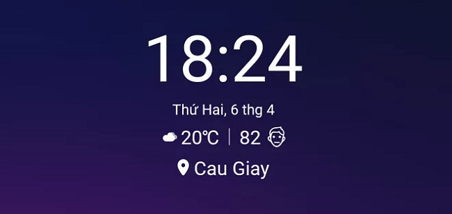 Giao diện widget thời tiết có hiện chỉ số chất lượng không khí