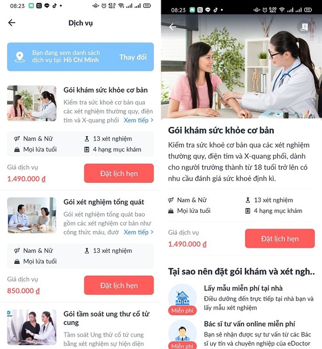 Các gói dịch vụ khám chữa bệnh tại nhà trong eDoctor