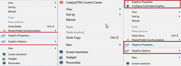 Nhấn chuột phải trên màn hình Desktop Windows 10 và chọn mục Graphics Options