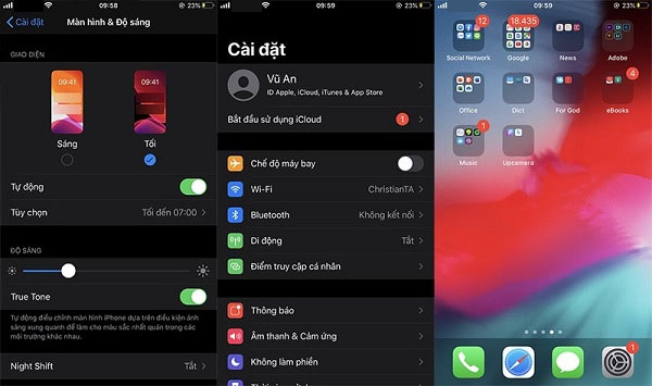 Giao diện Dark Mode của iPhone