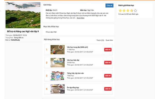Tất cả các bài giảng trên ViettelStudy đều miễn phí