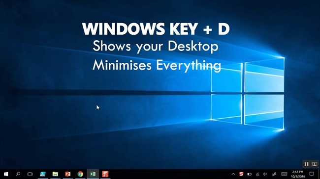 Thoát màn hình nhanh chóng bằng phím tắt Windows + D