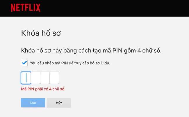 Đặt mã PIN cho tài khoản Netflix
