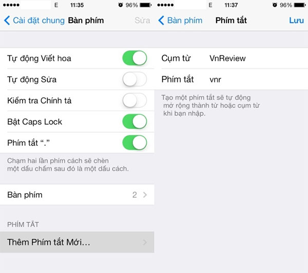 Cách thiết lập từ thay thế cụm viết tắt trên iPhone