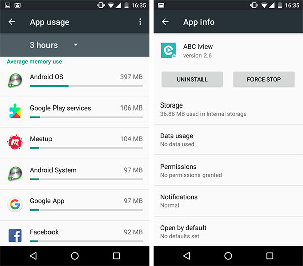 Chọn Dừng hoặc Tắt/Buộc dừng tùy thuộc dòng máy Android đang dùng