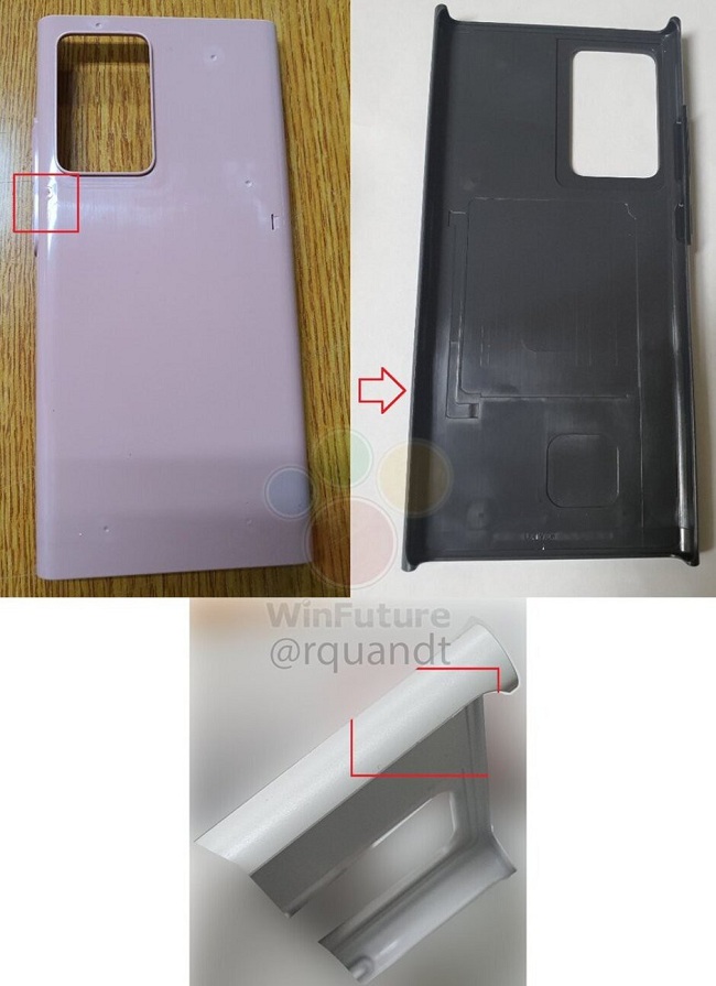 Samsung Galaxy Note 20 sẽ thiết lập cụm camer lớn ở mặt lưng tương tự Galaxy S20 Ultra và toàn bộ nút bấm sẽ chuyển sang một phía ở cạnh phải