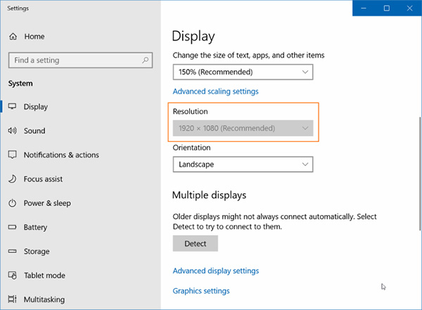 Click chuột phải và chọn mục Display settings