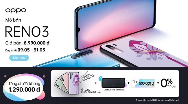 Mua Reno3 nhận ưu đãi lên đến 1.290.000 đồng