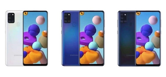 Mặt trước và mặt sau của Galaxy A21s