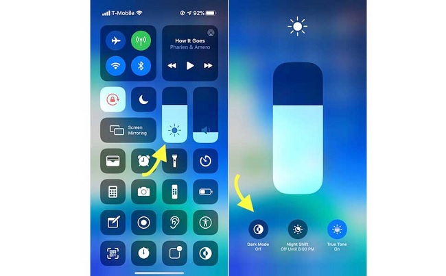 Điều chỉnh độ sáng màn hình trong Control Center