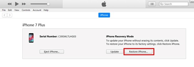 Người dùng iPhone sử dụng chế độ Recovery sẽ kiểm tra được serial
