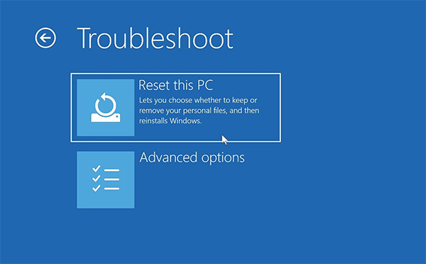 Tại mục Reset this PC chọn Get Started để mở hộp thoại Choose an option