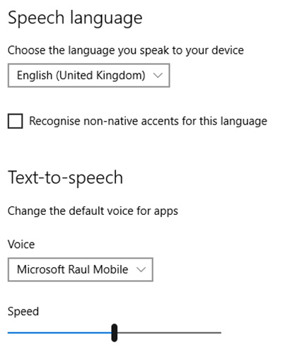 Thao tác điều chỉnh Speech đầu vào và đầu ra