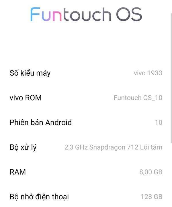Cấu hình Vivo V19