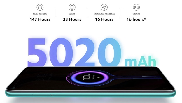 Máy được tích hợp viên pin khủng 5020mAh, hỗ trợ sạc nhanh 18W