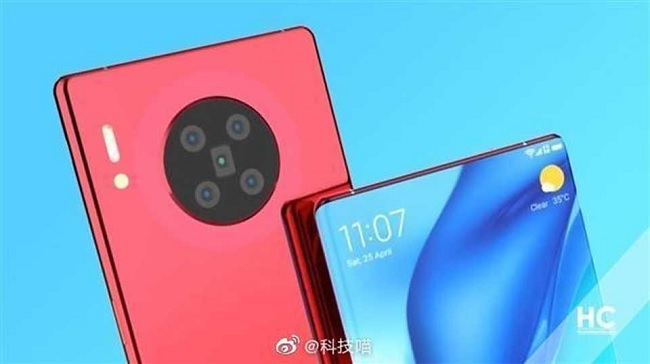 Thiết kế Huawei Mate 40 cho thấy cụm 5 camera sau ở mặt lưng