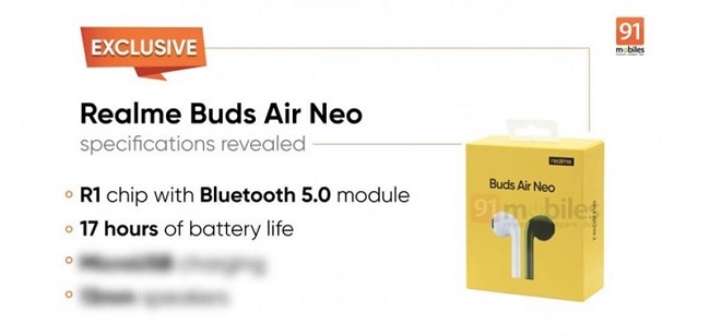 Rò rỉ tính năng ấn tượng của tai nghe Realme Buds Air Neo