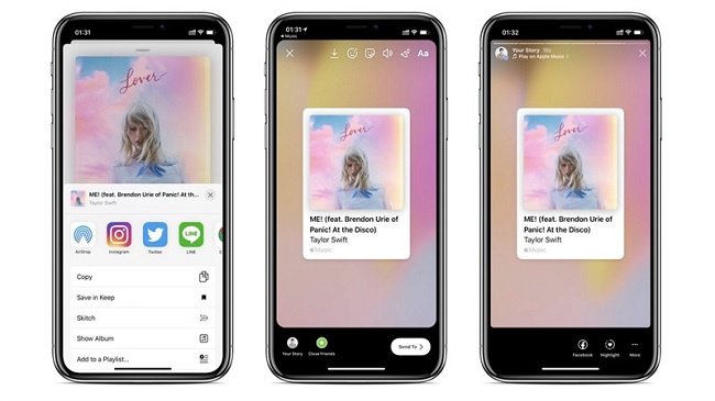 Chia sẻ bài hát lên Story của Instagram