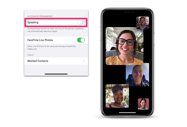 Phiên bản cập nhật cho phép người dùng tắt phóng to khi gọi nhóm FaceTime