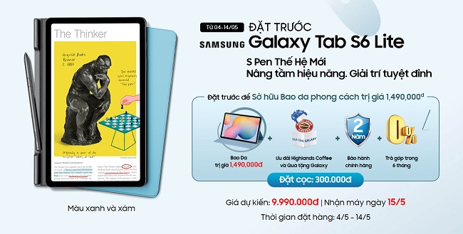 Đặt trước Samsung Galaxy Tab S6 Lite chỉ với 300.000 đồng, nhận giá hấp dẫn, ưu đãi khủng