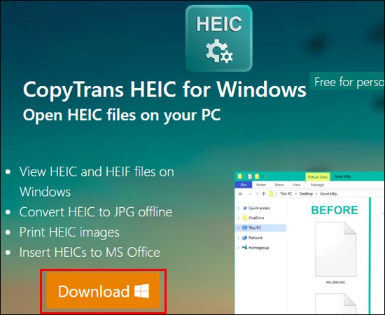 Tải phần mềm CopyTrans HEIC for Windows